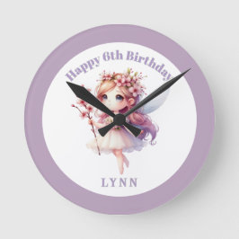Personalized Whimsical Floral Fairy  Ronde Klok