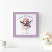 Personalized Whimsical Floral Fairy  Vierkante Klok (Huis)