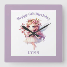 Personalized Whimsical Floral Fairy  Vierkante Klok