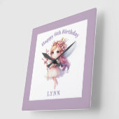 Personalized Whimsical Floral Fairy  Vierkante Klok (Hoek)