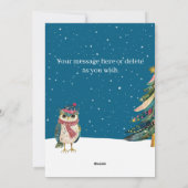 Personalized Whimsical Folk Art Style Owl Feestdagenkaart (Achterkant)
