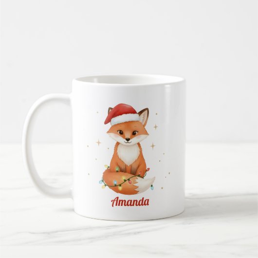 Personalized Whimsical Fox Christmas Mug Koffiemok (Links)