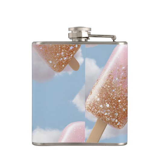 Personalized Whimsical Glitter Popsicle Pattern Heupfles (Achterkant)