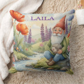Personalized whimsical gnome flowers pillow kussen (Deken)