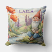 Personalized whimsical gnome flowers pillow kussen (Voorkant)