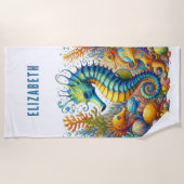 PERSONALIZED WHIMSICAL, KLEURRIJKE ZEEPAARD  STRANDLAKEN (Voorkant)