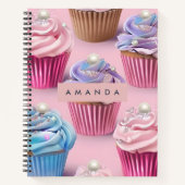 Personalized Whimsical Pastel Cupcake Dreams Notitieboek (Voorkant)