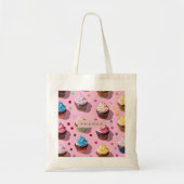 Personalized Whimsical Rainbow Cupcake Confetti Tote Bag (Voorkant)