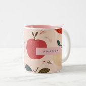 Personalized Whimsical Red Apple Harvest Tweekleurige Koffiemok (Voorkant rechts)