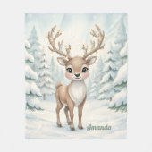 Personalized Whimsical Reindeer Christmas Blanket Fleece Deken (Voorkant)