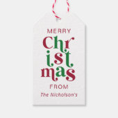 Personalized Whimsical Retro Merry Christmas Cadeaulabel (Voorkant)