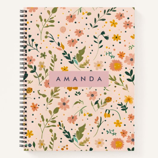 Personalized Whimsical Wildflower Meadow Notitieboek (Voorkant)