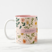 Personalized Whimsical Wildflower Meadow Tweekleurige Koffiemok (Links)