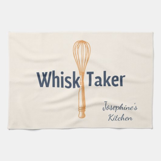 Personalized Whisk Taker Funny Baking Cute Elegant Theedoek (Horizontaal)