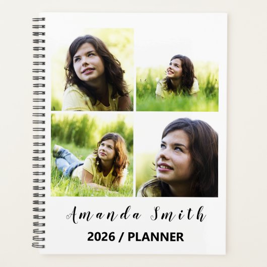 Personalized White 5 Photo Collage Planner (Voorkant)
