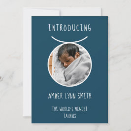 Personalized White and Blue Taurus Zodiac Aankondiging