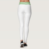 Personalized White And Lime Stripes Custom Text Leggings (Achterkant)
