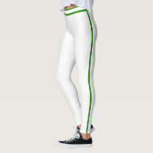 Personalized White And Lime Stripes Custom Text Leggings (Links)
