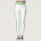 Personalized White And Lime Stripes Custom Text Leggings (Voorkant)