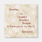 Personalized White Beige & Green  Magneet (Voorkant)