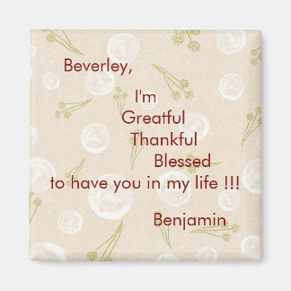 Personalized White Beige & Green  Magneet