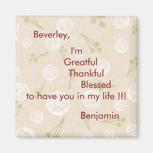 Personalized White Beige & Green  Magneet (Voorkant)