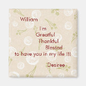 Personalized White Beige & Green  Magneet (Voorkant)