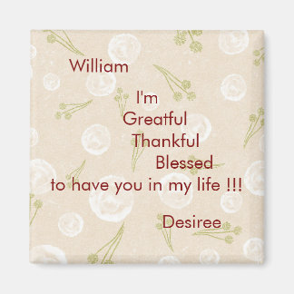 Personalized White Beige & Green  Magneet