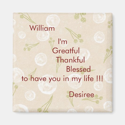 Personalized White Beige & Green  Magneet (Voorkant)