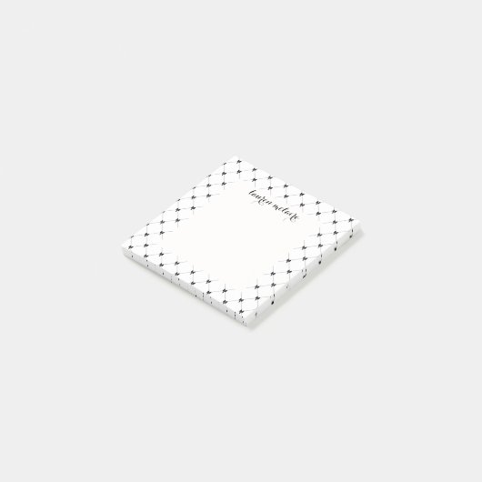 Personalized White & Black Bow Script Post-it® Notes (Schuin)