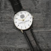 Personalized white black Custom name monogram  Horloge