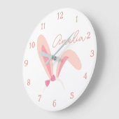 Personalized White Bunny Nursery Wall Clock Pastel Grote Klok (Hoek)