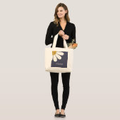 Personalized White Daisy Floral Design | Custom Grote Tote Bag (Voorkant (model))