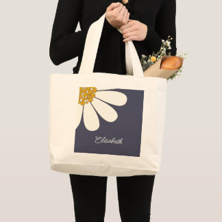 Personalized White Daisy Floral Design | Custom  Grote Tote Bag