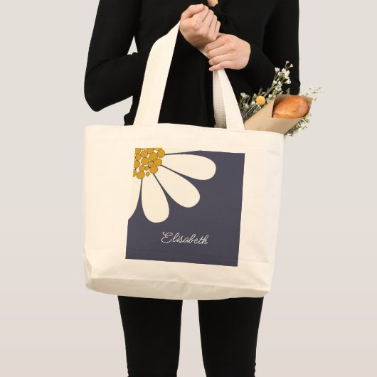 Personalized White Daisy Floral Design | Custom Grote Tote Bag (Voorkant (product))