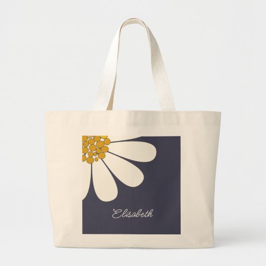 Personalized White Daisy Floral Design | Custom Grote Tote Bag (Voorkant)