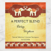 Personalized White Elephants Wedding Wine Label Wijn Etiket (Enkel label)