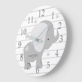 Personalized White Grey Elephant Wall Clock Grote Klok (Hoek)