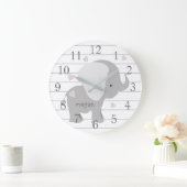 Personalized White Grey Elephant Wall Clock Grote Klok (Huis)