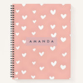 Personalized White Heart Pattern on Blush  Notitieboek (Voorkant)