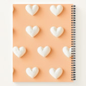 Personalized White Heart Pattern on Peach Notitieboek (Achterkant)
