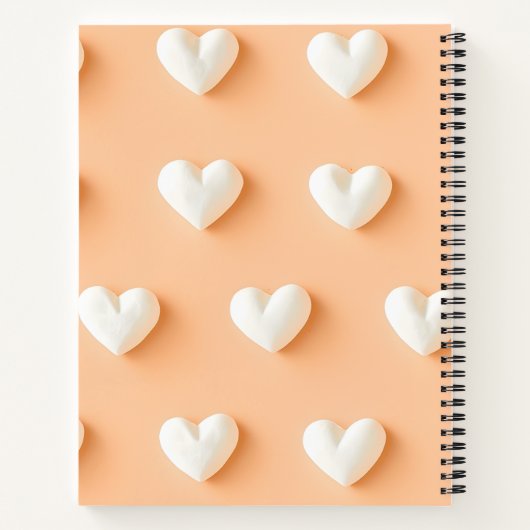 Personalized White Heart Pattern on Peach Notitieboek (Achterkant)