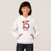 Personalized White Hoodie with Floral Print  (Voorkant volledig)