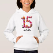 Personalized White Hoodie with Floral Print  (Voorkant)