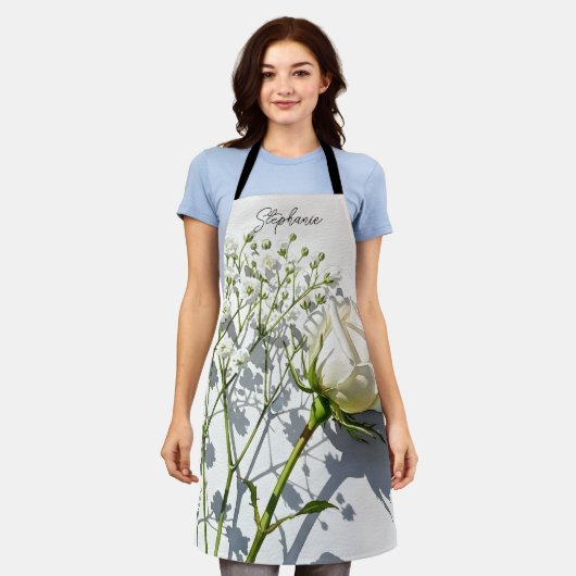 Personalized White Rose Baby's Breath Schort (Gedragen)