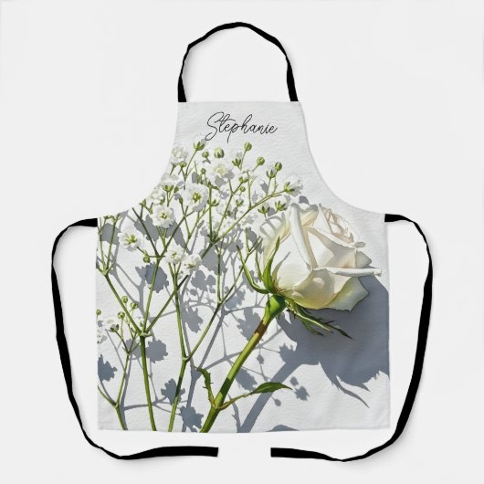 Personalized White Rose Baby's Breath Schort (Voorkant)