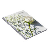 Personalized White Rose Floral Journal Notebook Notitieboek (Rechterzijde)