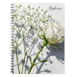 Personalized White Rose Floral Journal Notebook Notitieboek
