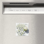 Personalized White Rose Floral Magnet (Insitu (Vaatwasser))