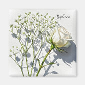Personalized White Rose Floral Magnet (Voorkant)